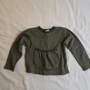 Hazel Village Cozy Kids Long Sleeve Top - Olive Pattern